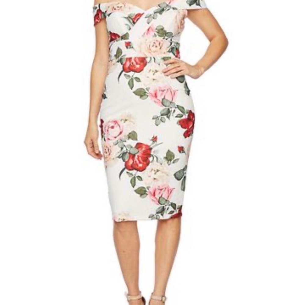 Chic Floral Off-Shoulder Midi Dress